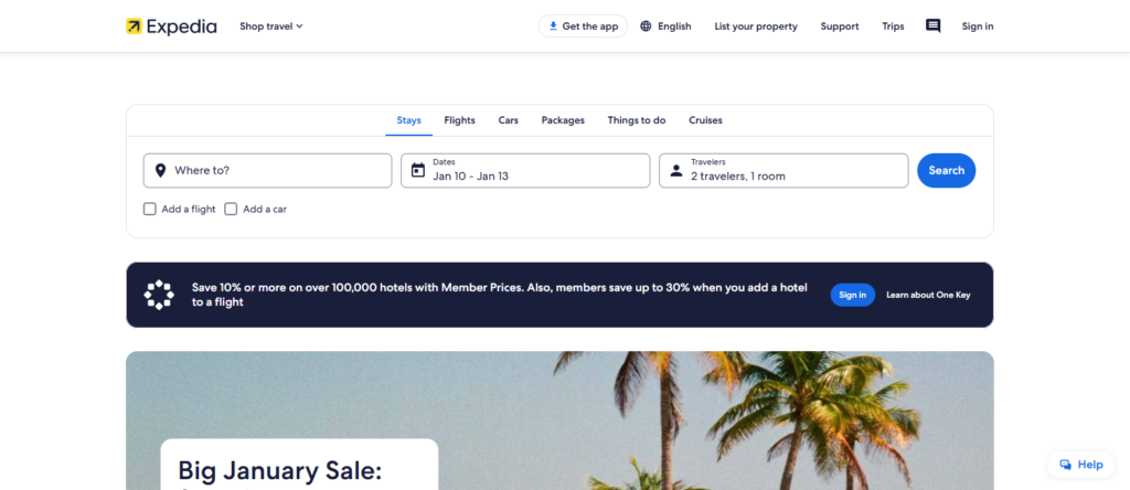 travel websites for USA travelers, expedia.com