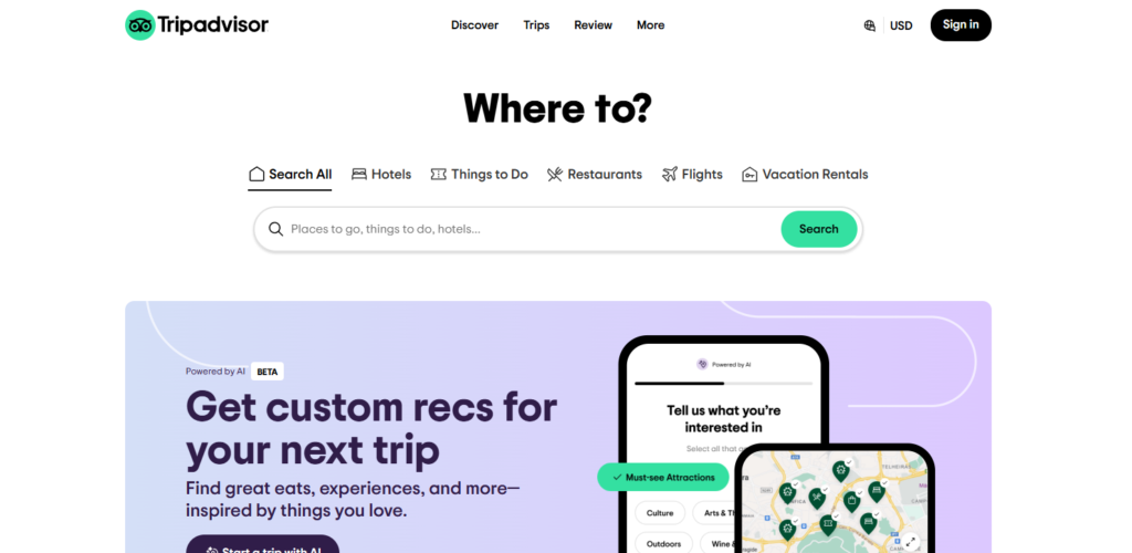 travel websites for USA travelers, tripadvisor.com